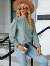 Round Neck Flounce Sleeve Blouse - Tophatter Deals