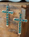 Artificial Turquoise Cross Shape Earrings Earrings - Tophatter Daily Deals