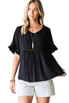 V-Neck Flounce Sleeve Babydoll Blouse Blouses - Tophatter Daily Deals