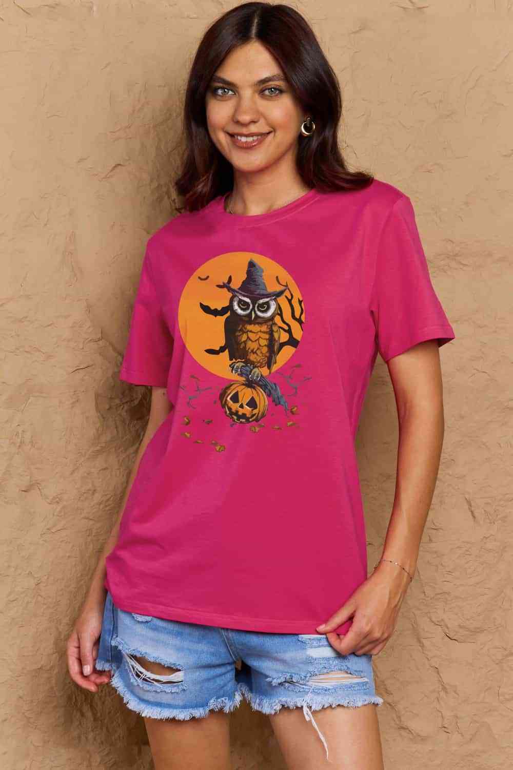 Simply Love Full Size Holloween Theme Graphic Cotton T-Shirt Women's T-Shirts - Tophatter Daily Deals