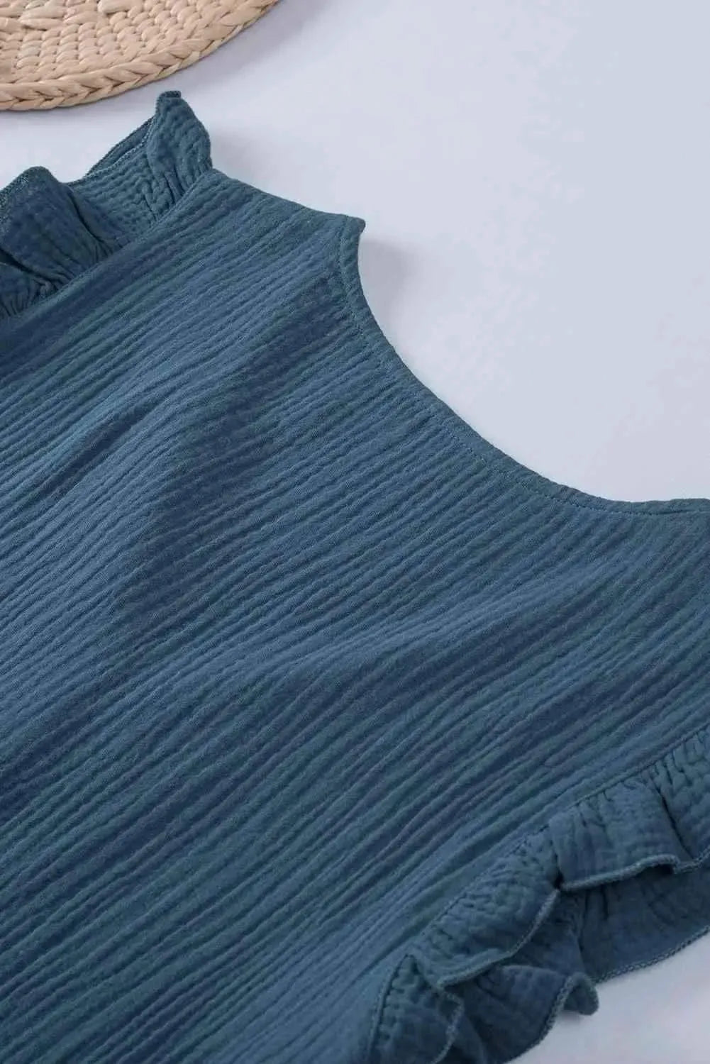 Ruffle Shoulder V-Neck Top Blouses - Tophatter Daily Deals