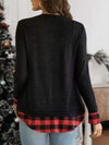 Plaid Round Neck Long Sleeve T-Shirt Women's T-Shirts - Tophatter Daily Deals