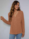 Dropped Shoulder High-Low Waffle-Knit Top Blouses - Tophatter Daily Deals