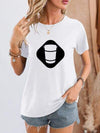 Graphic Round Neck Short Sleeve T-Shirt White Women's T-Shirts - Tophatter Daily Deals