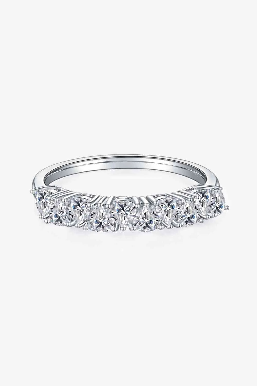 1 Carat Moissanite 925 Sterling Silver Half-Eternity Ring Moissanite - Tophatter Daily Deals