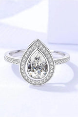925 Sterling Silver Teardrop Moissanite Ring Moissanite - Tophatter Daily Deals
