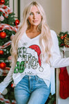 V-Neck Christmas Graphic High-Low Design Long Sleeve Top Women's T-Shirts - Tophatter Daily Deals