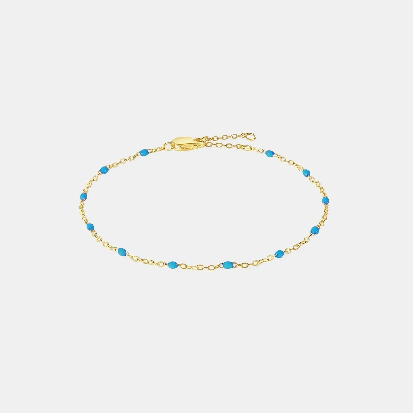 Bead 925 Sterling Silver Bracelet Gold Blue One Size Bracelets - Tophatter Daily Deals