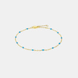 Bead 925 Sterling Silver Bracelet Gold Blue One Size Bracelets - Tophatter Daily Deals