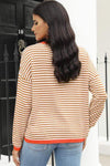 Striped Round Neck Drop Shoulder T-Shirt Blouses - Tophatter Daily Deals