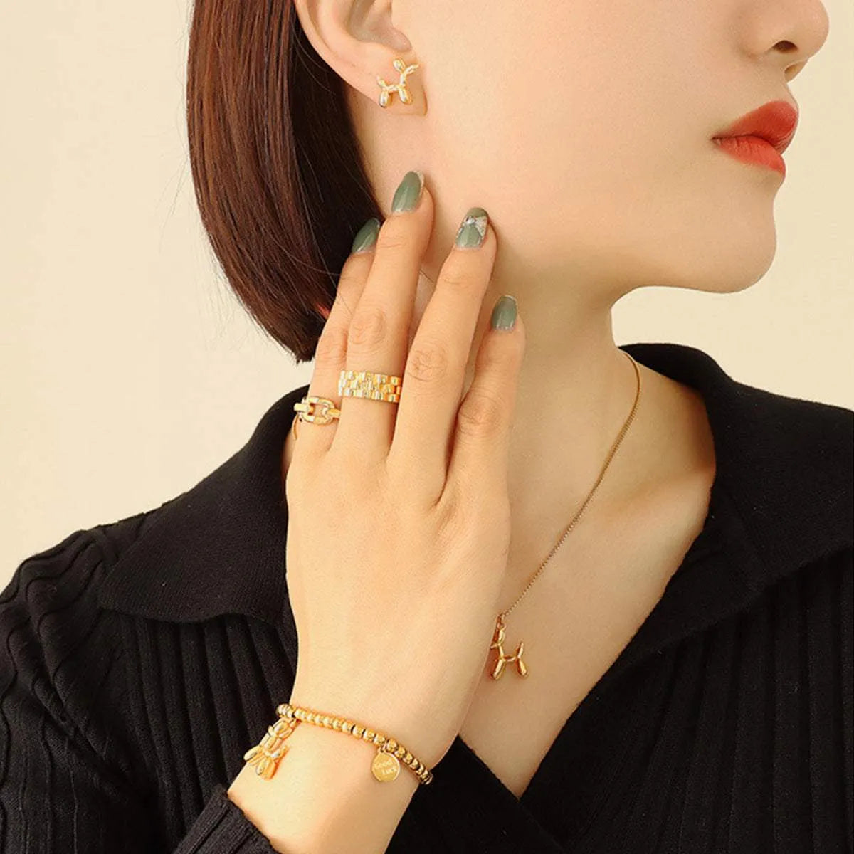 18K Gold-Plated Titanium Steel Puppy Shape Stud Earrings Earrings - Tophatter Daily Deals