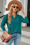 Decorative Button V-Neck Long Sleeve T-Shirt Women's T-Shirts - Tophatter Daily Deals