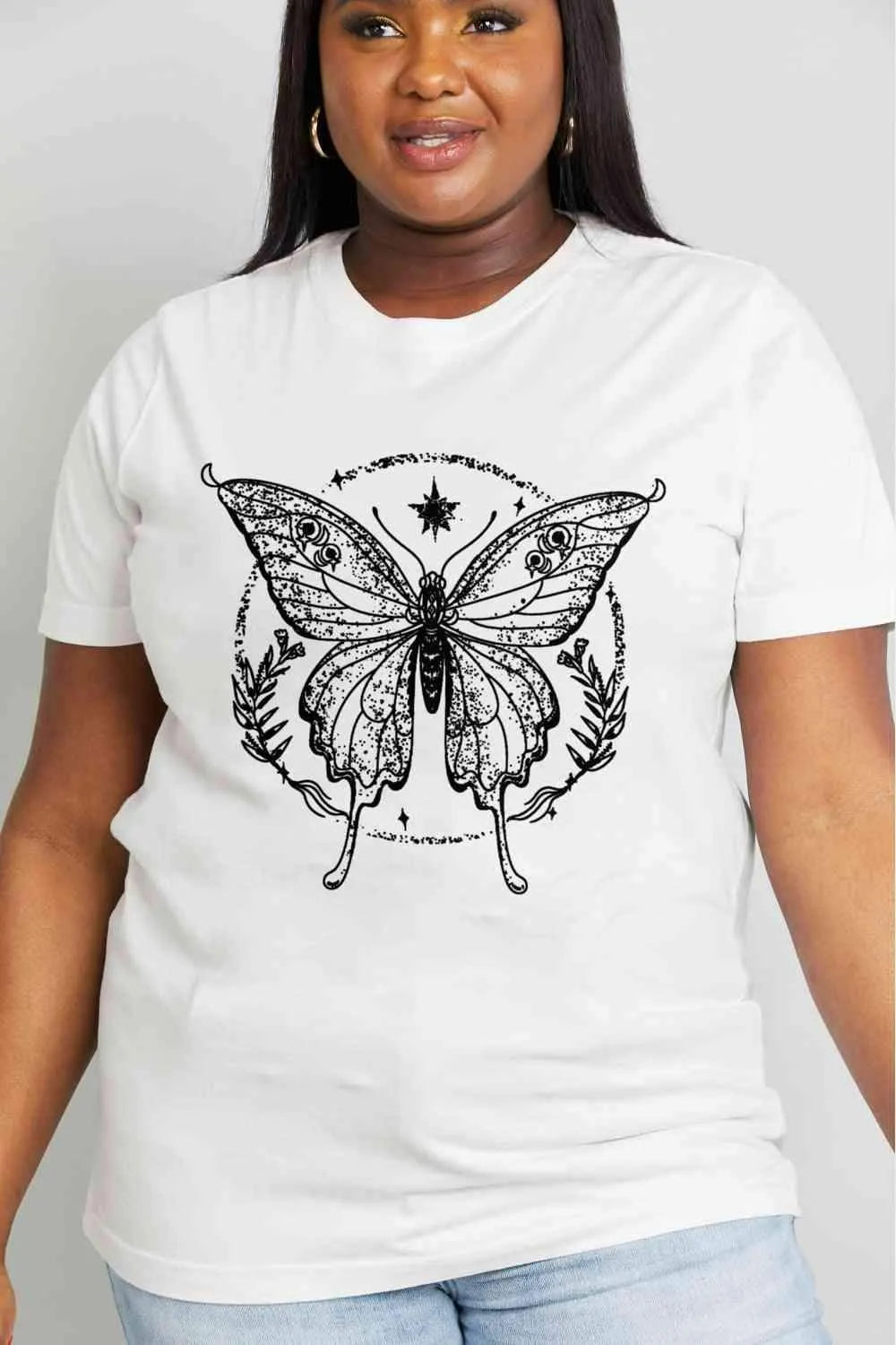 Simply Love Simply Love Full Size Butterfly Graphic Cotton Tee Women's T-Shirts - Tophatter Daily Deals