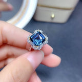 Square Shape Artificial Gemstone Platinum-Plated Ring Silver One Size Rings - Tophatter Daily Deals