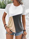 Color Block Raglan Sleeve Round Neck Tee Tan Women's T-Shirts - Tophatter Daily Deals