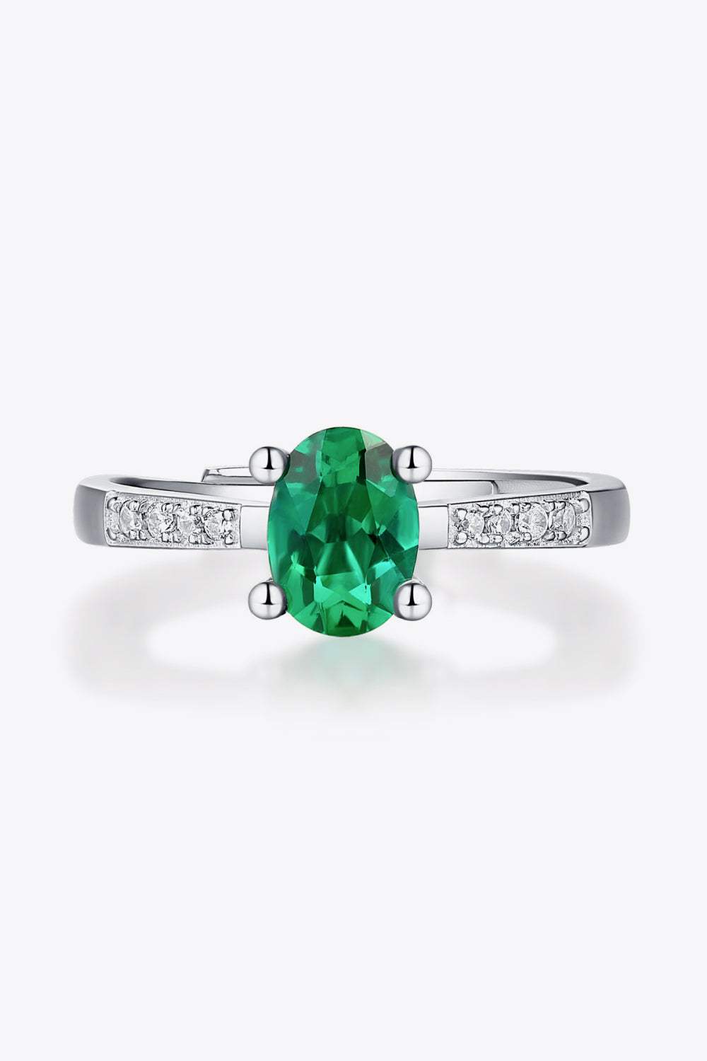 1 Carat Lab-Grown Emerald Side Stone Ring Mid Green One Size Rings - Tophatter Daily Deals