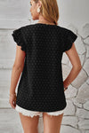 Swiss Dot Ruffled Cap Sleeve T-Shirt Women's T-Shirts - Tophatter Daily Deals