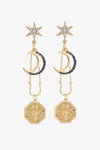 Inlaid Rhinestone Moon and Star Drop Earrings Earrings - Tophatter Daily Deals