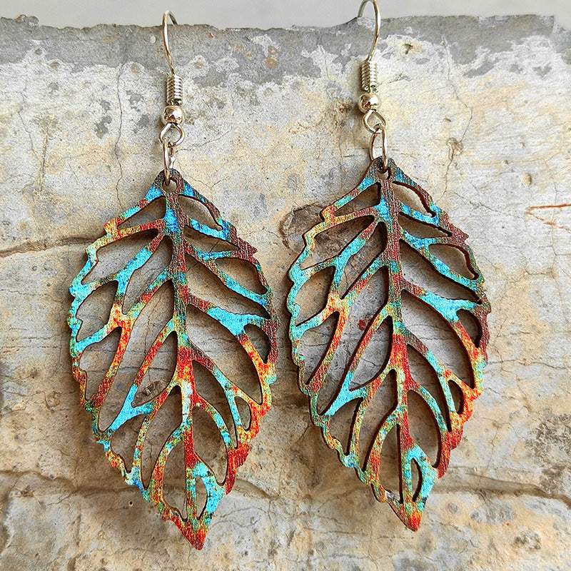 Leaf Shape Wooden Dangle Earrings Style A One Size Earrings - Tophatter Daily Deals