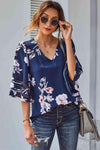 Printed Flare Sleeve Top Blouses - Tophatter Daily Deals