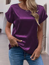 Round Neck Short Sleeve T-Shirt Plum Women's T-Shirts - Tophatter Daily Deals