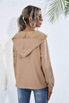 Buttoned Raglan Sleeve Hooded Blouse Blouses - Tophatter Daily Deals