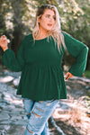 Plus Size Smocked Balloon Sleeve Babydoll Top Blouses - Tophatter Daily Deals