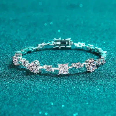 6.2 Carat Moissanite 925 Sterling Silver Bracelet Silver One Size Moissanite - Tophatter Daily Deals