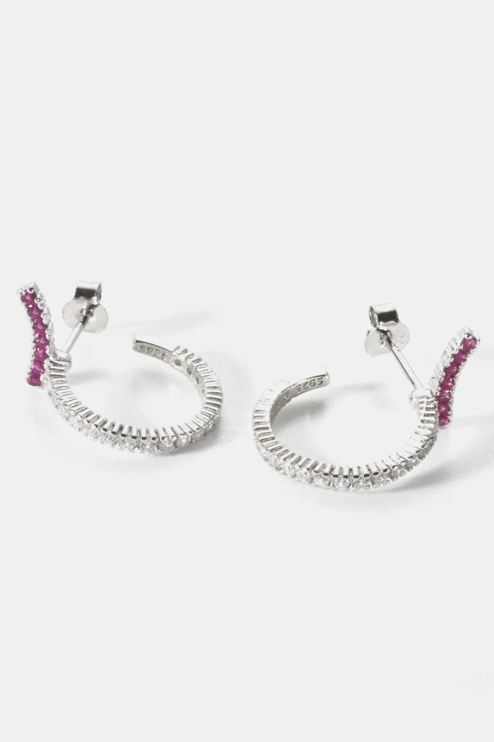 Inlaid Zircon 925 Sterling Silver C-Hoop Earrings Earrings - Tophatter Daily Deals