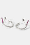Inlaid Zircon 925 Sterling Silver C-Hoop Earrings Earrings - Tophatter Daily Deals