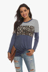 Mixed Print Gathered Detail Long Sleeve Top Blouses - Tophatter Daily Deals