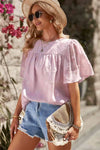 Round Neck Puff Sleeve Blouse Blouses - Tophatter Daily Deals