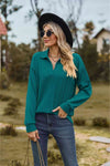 Collared Neck Cable-Knit Long Sleeve Blouse Blouses - Tophatter Daily Deals