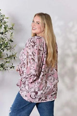Heimish Full Size Floral V-Neck Balloon Sleeve Blouse Blouses - Tophatter Daily Deals