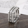 Inlaid Zircon Stainless Steel Square Shape Ring Silver Rings - Tophatter Daily Deals