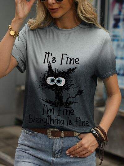 Plus Size IT'S FINE I'M FINE EVERYTHING IS FINE Round Neck T-Shirt Women's T-Shirts - Tophatter Daily Deals