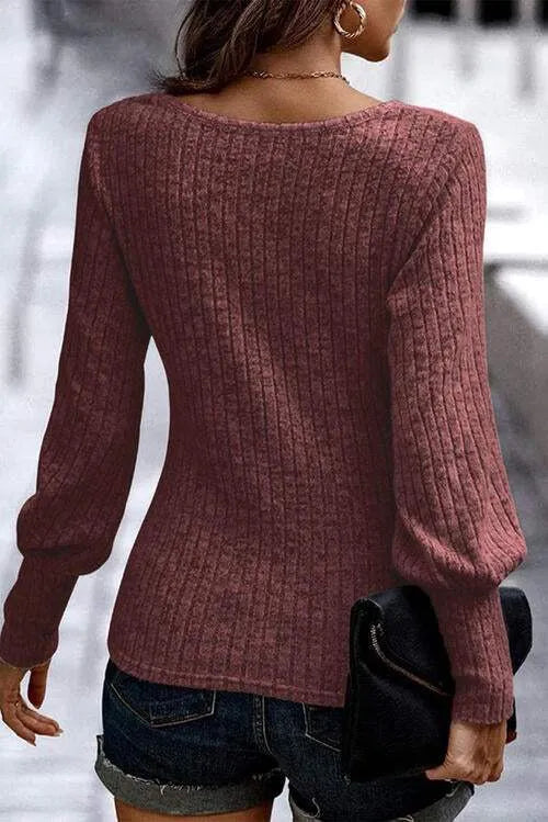 Scoop Neck Long Sleeve Blouse Blouses - Tophatter Daily Deals