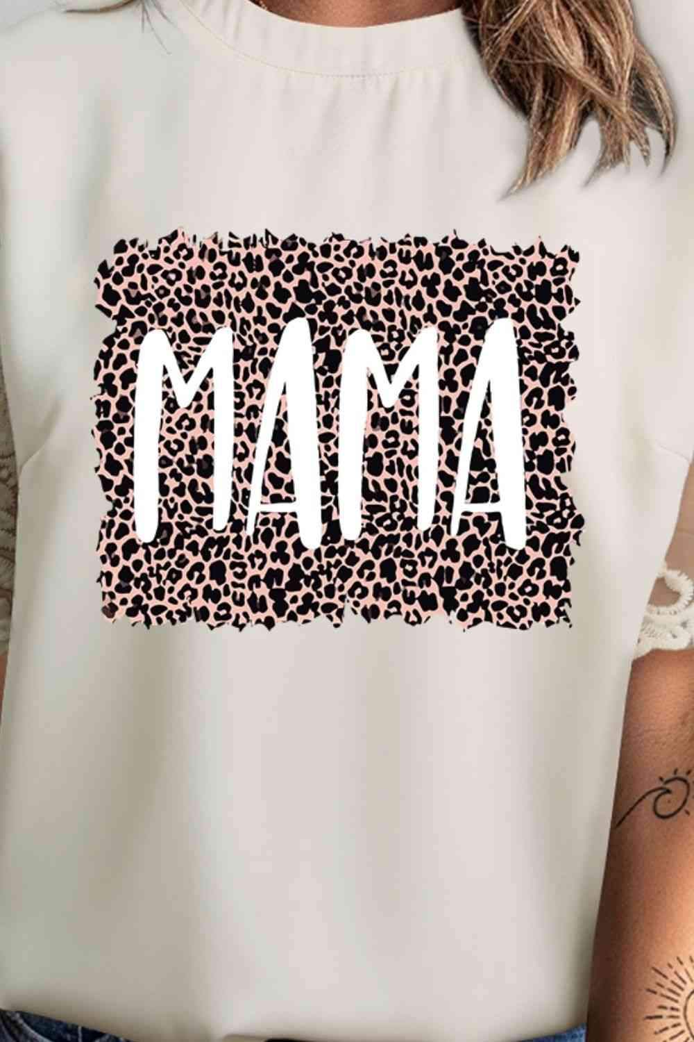 Embroidery Round Neck Short Sleeve MAMA Graphic Blouse Blouses - Tophatter Daily Deals