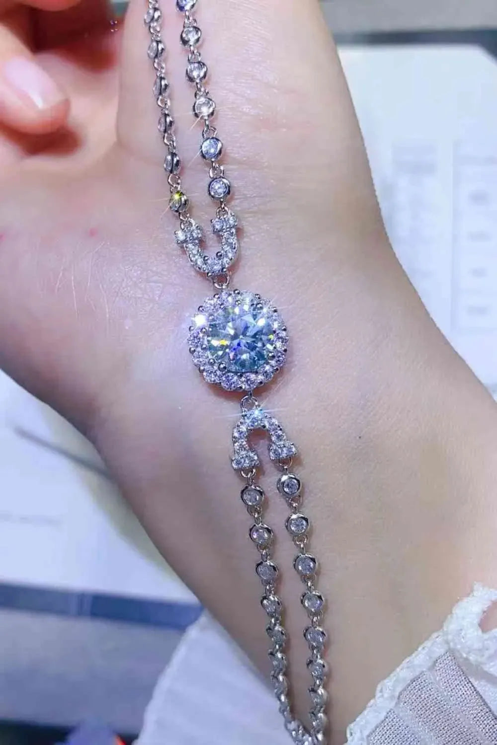 2 Carat Moissanite Double-Layered Bracelet Moissanite - Tophatter Daily Deals