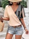 Plunge Flutter Sleeve Blouse with Pocket Light Apricot Blouses - Tophatter Daily Deals