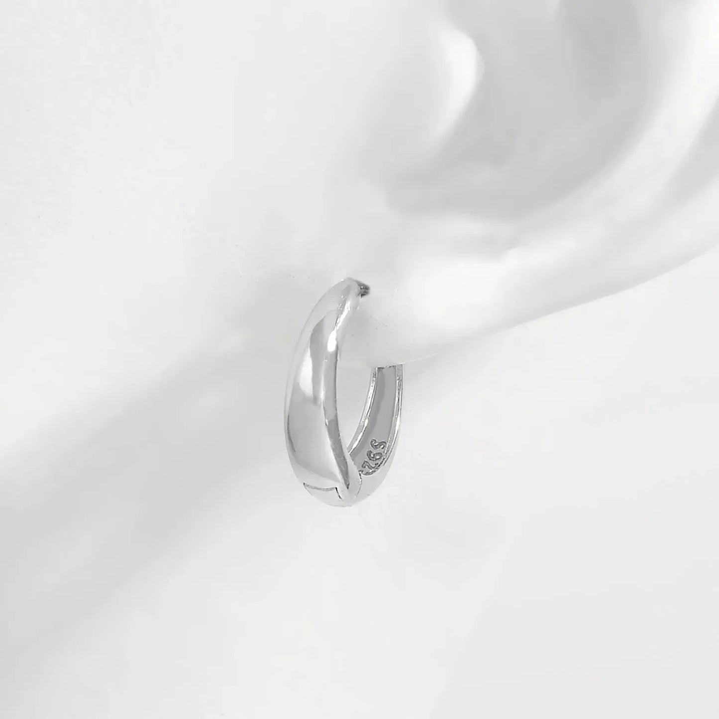 925 Sterling Silver Inlaid Zircon Huggie Earrings Earrings - Tophatter Daily Deals