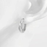 925 Sterling Silver Inlaid Zircon Huggie Earrings Earrings - Tophatter Daily Deals