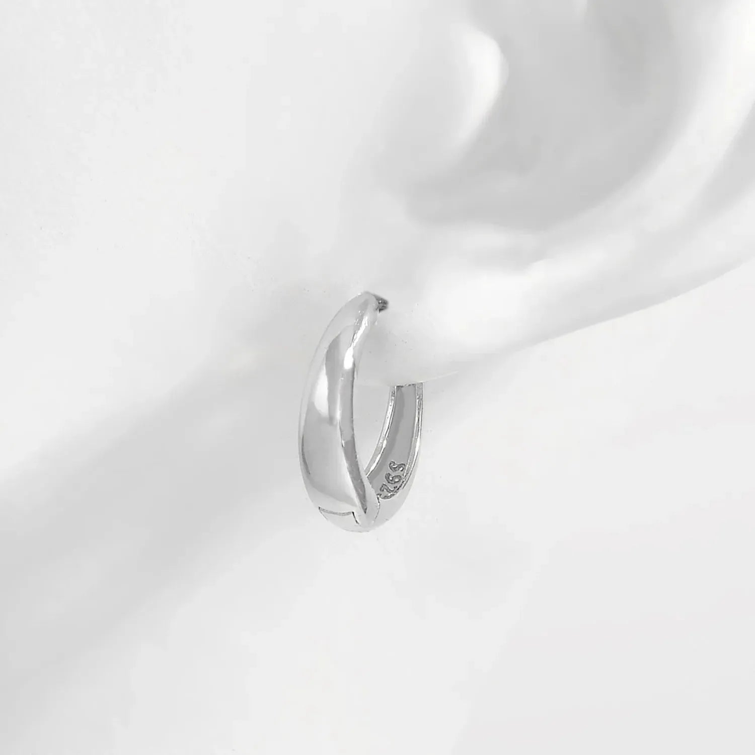 925 Sterling Silver Inlaid Zircon Huggie Earrings Earrings - Tophatter Daily Deals