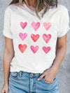 Heart Round Neck Short Sleeve T-Shirt White Women's T-Shirts - Tophatter Daily Deals