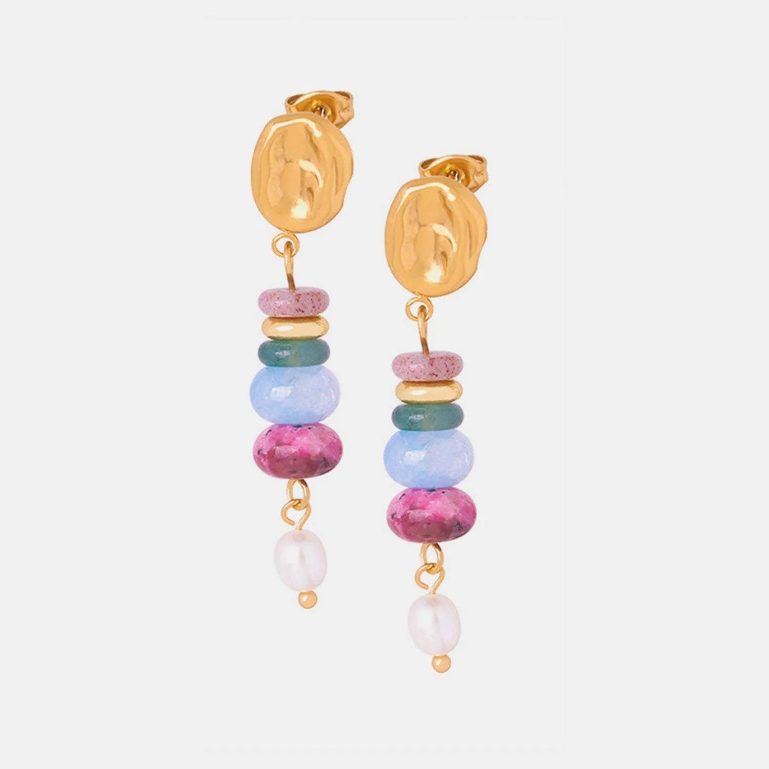 Natural Stone Freshwater Pearl Dangle Earrings Earrings - Tophatter Daily Deals