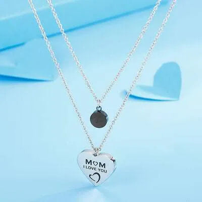 Stainless Steel Double-Layered Heart Pendant Necklace Silver One Size Necklaces - Tophatter Daily Deals