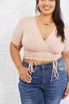 Capella Back To Simple Full Size Ribbed Front Scrunched Top in Blush Blouses - Tophatter Daily Deals