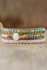 Crystal & Opal Triple-Layered Beaded Bracelet Bracelets - Tophatter Daily Deals