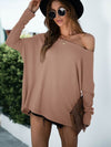 Single Shoulder Long Sleeve Knit Top Women's T-Shirts - Tophatter Daily Deals