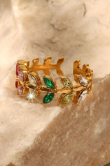 Zircon 18K Gold-Plated Leaf Open Ring Rings - Tophatter Daily Deals